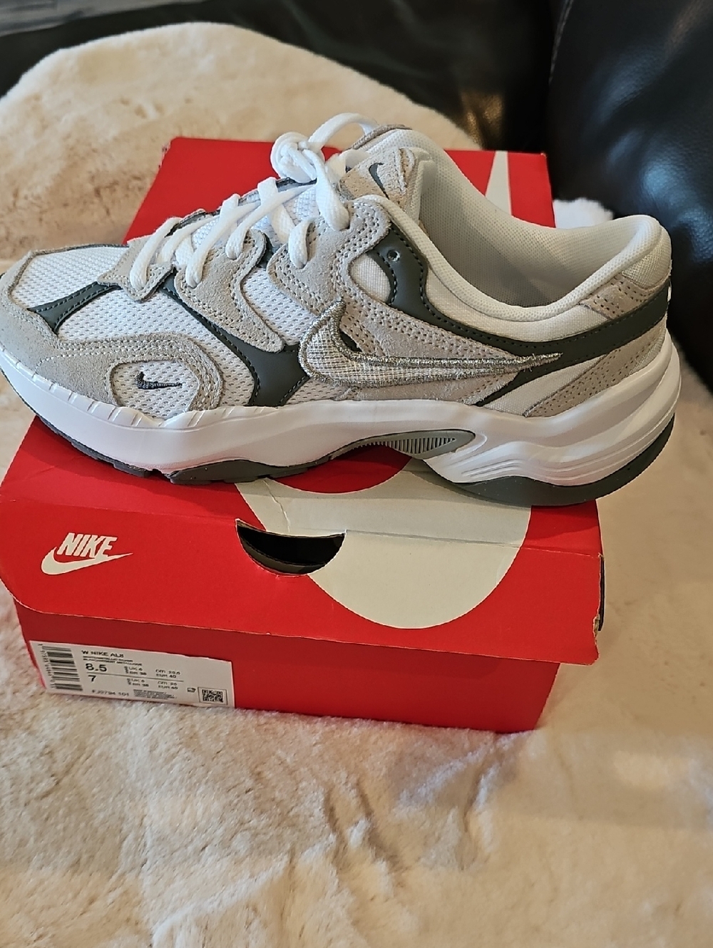 Nike Al8 Women's White and Metallic Silver Athletic Sneakers
